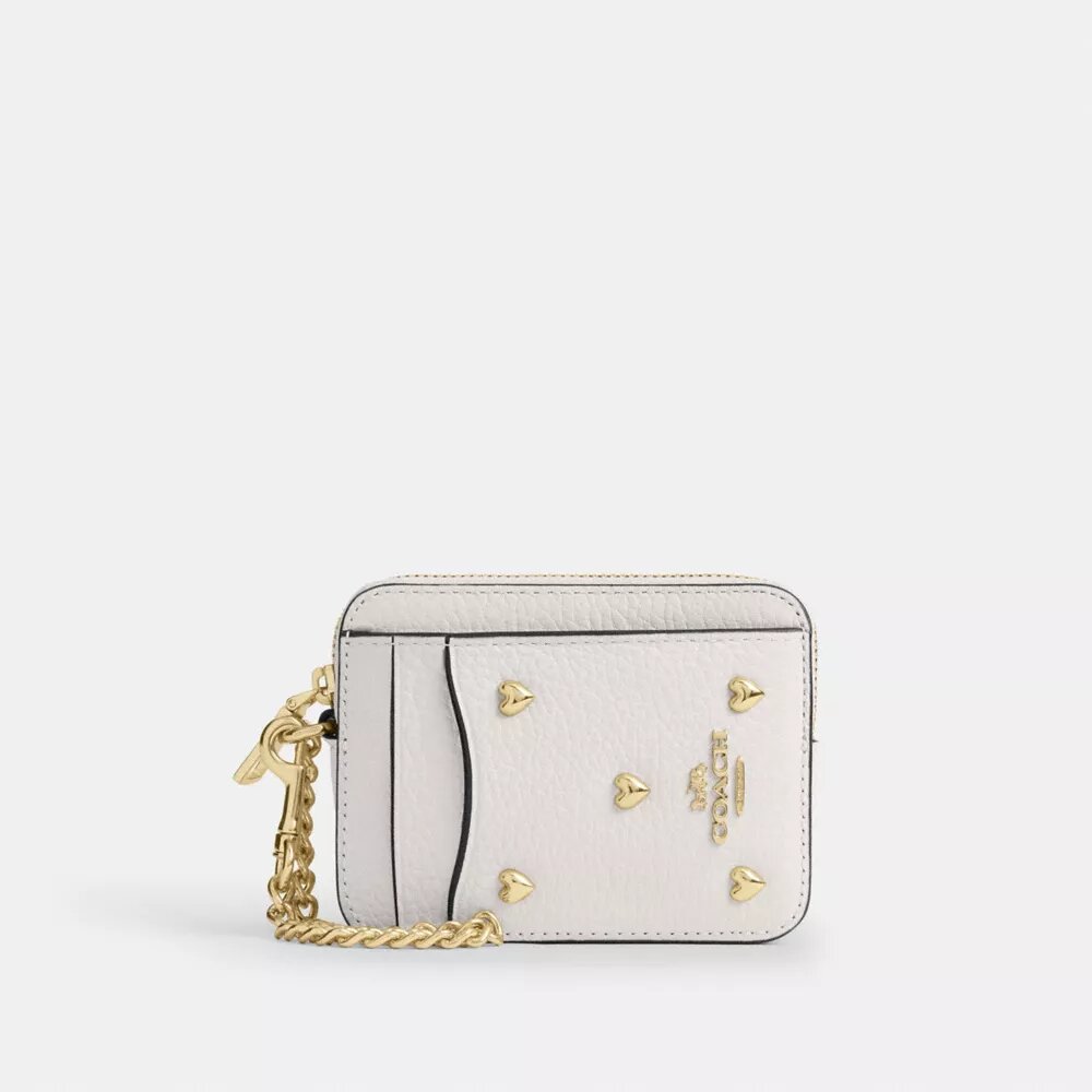 Zip Card Case with Heart Rivets